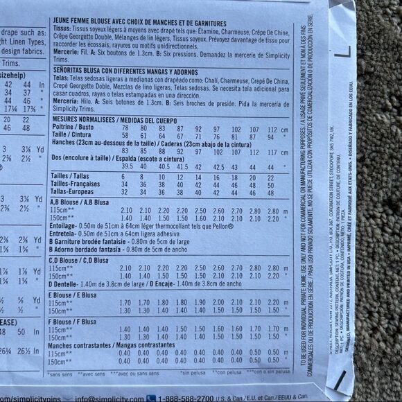 Simplicity Pattern 1315 Misses Pullover Blouse Size 6-14 - Picture 6 of 7